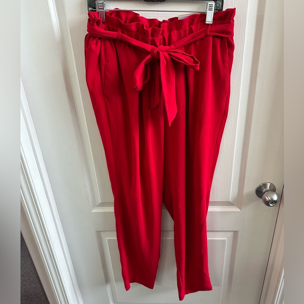 Lane Bryant Vibrant Red Tie-Waist Trousers